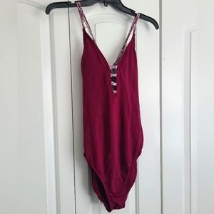 Ambrielle Berry Wine One-Piece Swimsuit
